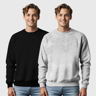 Kit 2 Blusas de Frio Moletom Gola Redonda Masculina Benellys