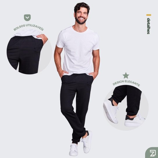 Kit 2 Calça Moletom Masculino Jogger Slim Fit