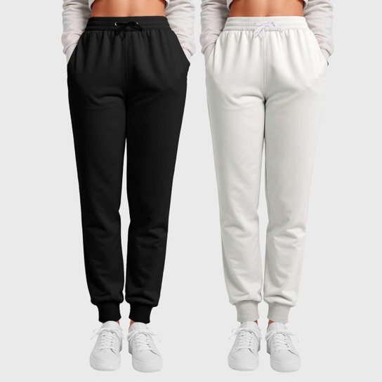 Kit 2 Calças Femininas Moletom Lisos Benellys