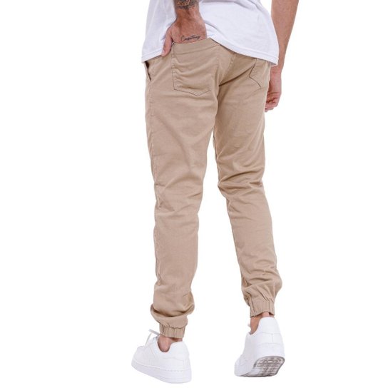 Kit 2 Calças Jogger Jeans Sarja Masculina Com Punho