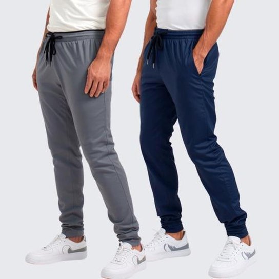 Kit 2 Calças Masculina DZ Helanca Flanelada com Bolsos Esportiva e Casual