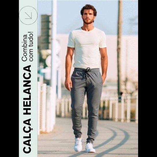 Kit 2 Calças Masculina DZ Helanca Flanelada com Bolsos Esportiva e Casual