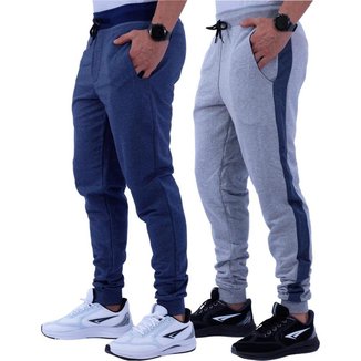 Kit 2 Calças Masculina MXD Conceito Moletom Slim Fit Cores Cor:;Tamanho:GG;Gênero:Masculino