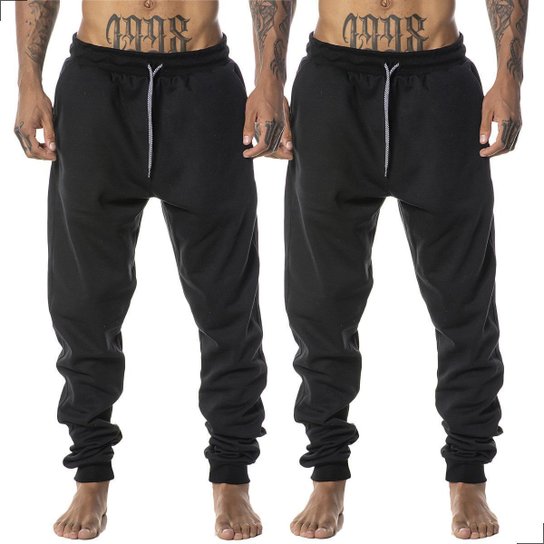 KIT 2 Calças Moletom Jogger Cargo Confortável Treino Frio Masculina