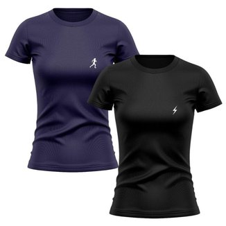 Kit 2 Camisetas Manga Curta Raio Feminino