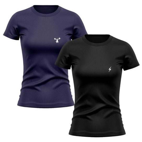 Kit 2 Camisetas Manga Curta Raio Feminino