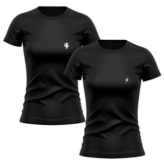 Kit 2 Camisetas Manga Curta Raio Malhando Feminino