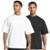 Kit 2 Camisetas Oversized de Algodão para Academia, Fitness e Esportes com Gola Redonda Lisa - Branco+Preto