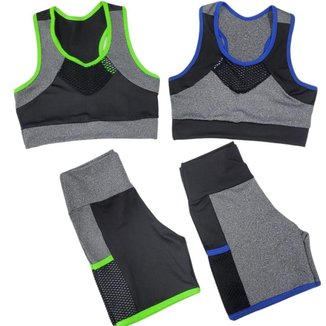 Kit 2 Conjuntos Top e Short Suplex Roupa para academia Fitness Feminina