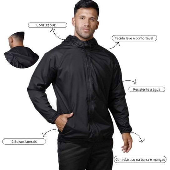 Kit 2 Jaquetas Corta Vento Masculina Com Capuz Estilo liso Conforto e Proteção