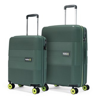 Kit 2 Malas De Viagem ABS Rígido Hurley Rodinhas 360° Reforçada com Cadeado TSA Espaçosa