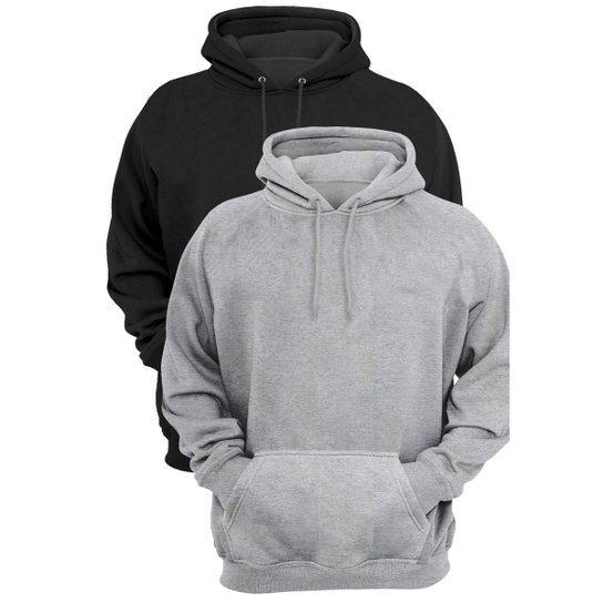 Kit 2 Moletom Liso Flanelado Blusa de Frio Algodão Canguru