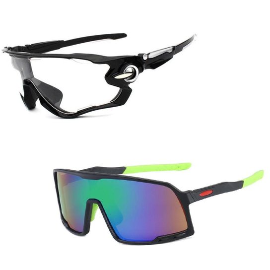 Kit 2 Óculos Bike Ciclismo UV + Lentes Noturna Transparentes