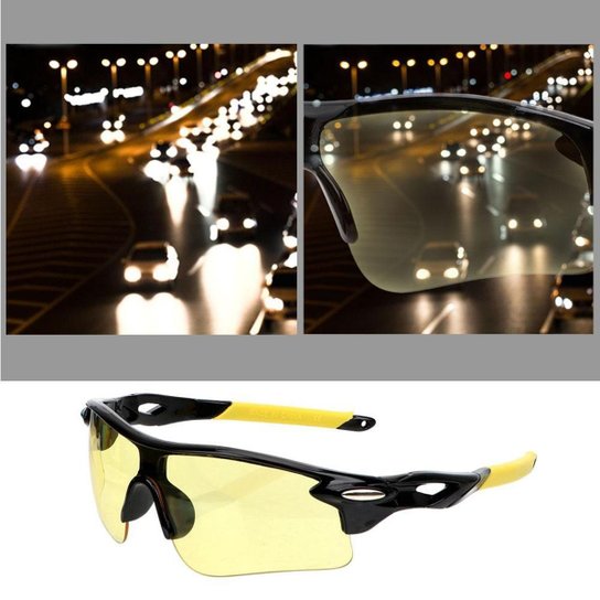 Kit 2 Óculos de Sol Esportivo Ciclismo Preto + Visão Noturna