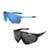 Kit 2 Óculos Sol Ciclismo Lente Escura + Espelhado Corrida - Preto+Azul