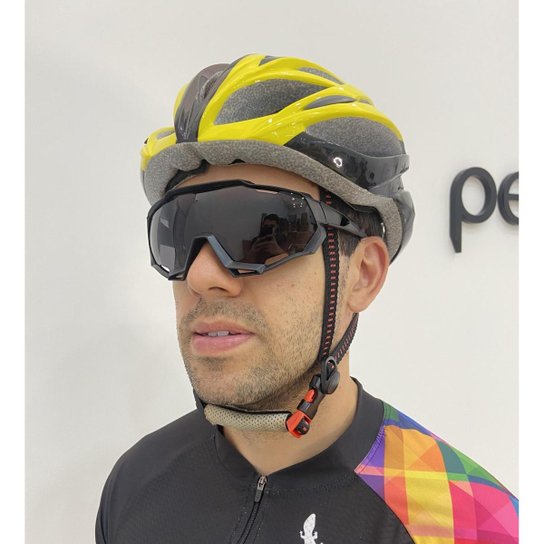 Kit 2 Óculos Sol Preto Ciclismo Mtb Uv400 + Noturno Amarelo