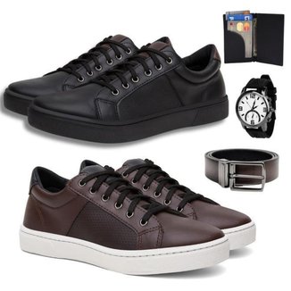 Kit 2 Pares Sapatênis Tênis Casual Masculino + Conjunto Kit