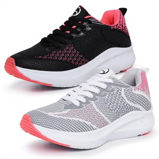 Kit 2 Pares Tênis Esportivo Academia Treino Musculação Caminhada Feminino