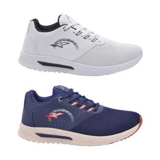 Kit 2 Pares Tênis Masculino Caminhada Corrida Esporte Dia a Dia Cadarço