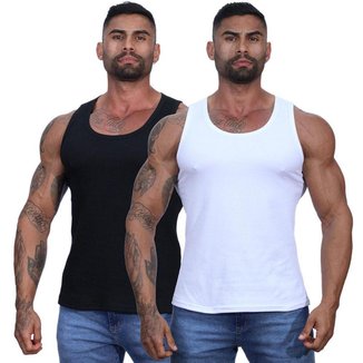 Kit 2 Regatas Canelada Americano MXD Conceito Básicas Lisas Cor:;Tamanho:M;Gênero:Masculino