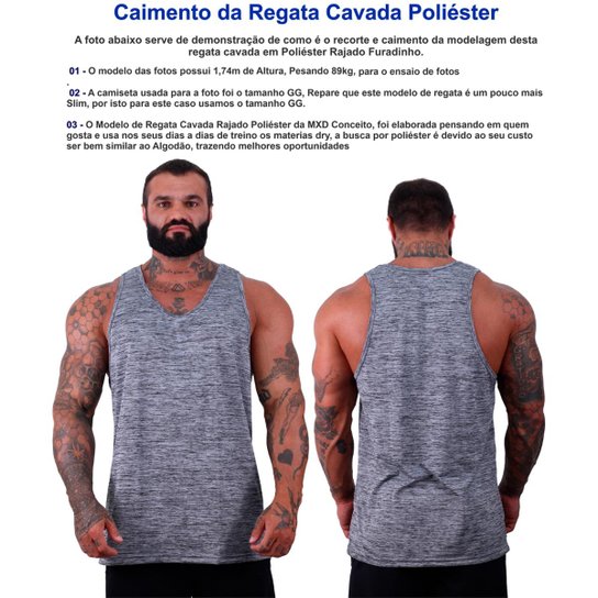 Kit 2 Regatas Cavada Mxd Conceito Dry 100% Poliéster Furinho Cor:;Tamanho:G;Gênero:Masculino