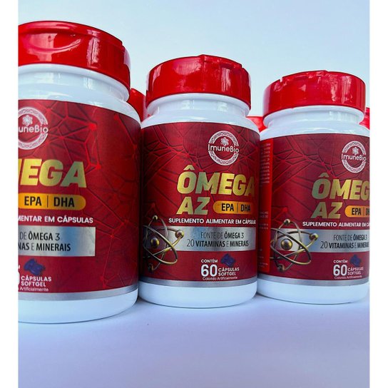 Kit 2 Suplementoa Ômega 3 AZ 1400 Mg 20 Vitaminas e Minerais EPA DHA 60 Caps. Softgel
