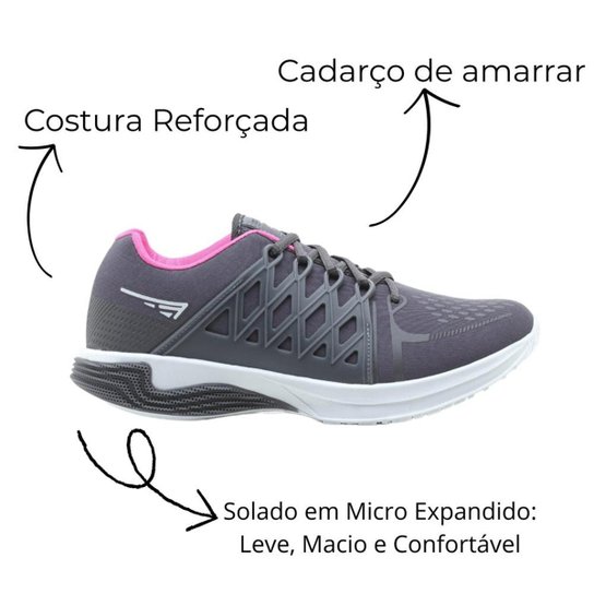 Kit 2 Tênis Esportivo Feminino Cadarço Academia Fitness