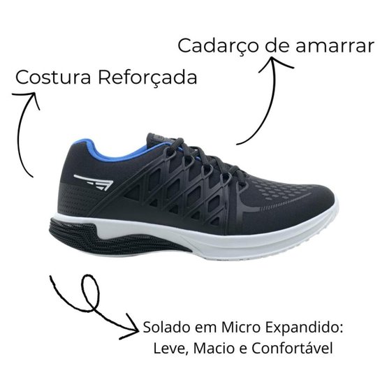 Kit 2 Tênis Esportivo Masculino Cadarço Academia Fitness