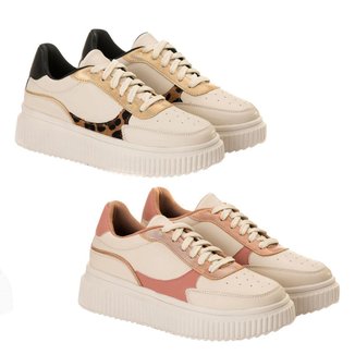 Kit 2 Tenis Feminino Casual Feminino Creper Estilo Shoes Cor:;Tamanho:33;GÊNERO:Mulher