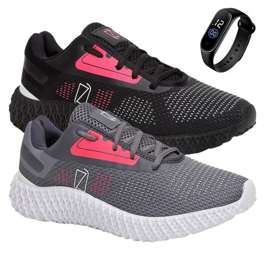 Kit 2 Tênis Feminino para Caminhada Academia Com Relógio