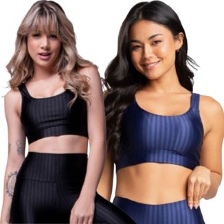 KIT 2 Top de Academia New Zig 3D Serra e Mar Roupa de Treino Alta compressão Moda Fitnees Feminina
