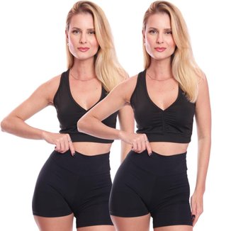 Kit 2 Top Feminino Academia Treino Alta Sustentação Fitness