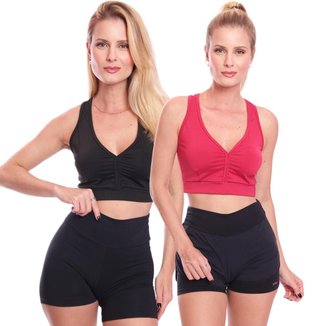 Kit 2 Top Feminino Academia Treino Alta Sustentação Fitness