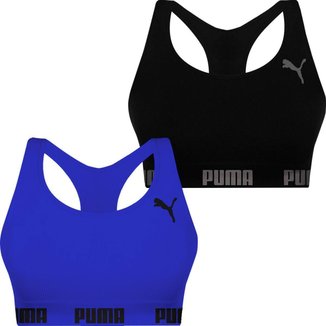 Kit 2 Tops Puma Feminino Nadador Sem Costura Alta Sustentação Academia Fitness