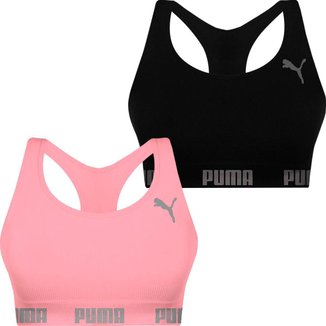 Kit 2 Tops Puma Feminino Nadador Sem Costura Alta Sustentação Academia Fitness