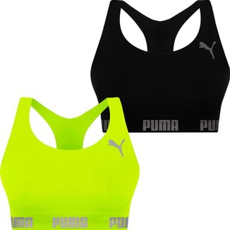 Kit 2 Tops Puma Feminino Nadador Sem Costura Alta Sustentação Academia Fitness