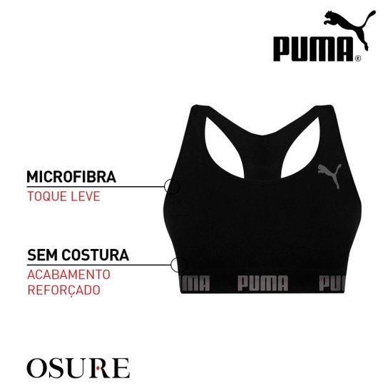Kit 2 Tops Puma Fitness Feminino Nadador Sem Costura Sem Bojo Alta Sustentação Academia