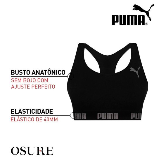 Kit 2 Tops Puma Fitness Feminino Nadador Sem Costura Sem Bojo Alta Sustentação Academia