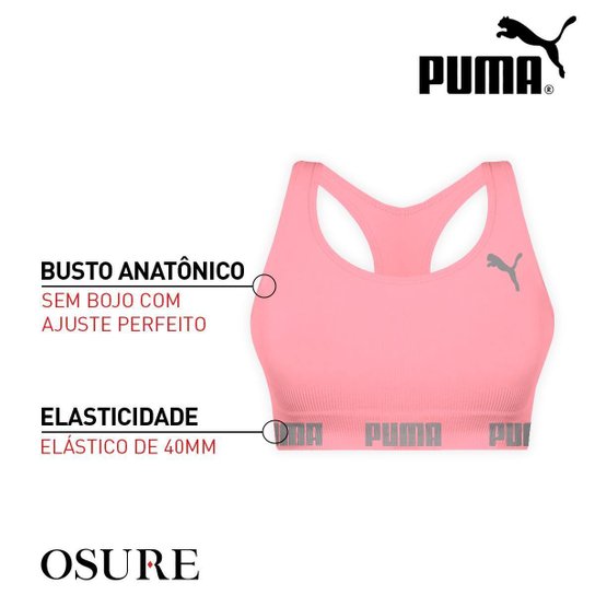 Kit 2 Tops Puma Fitness Feminino Nadador Sem Costura Sem Bojo Alta Sustentação Academia