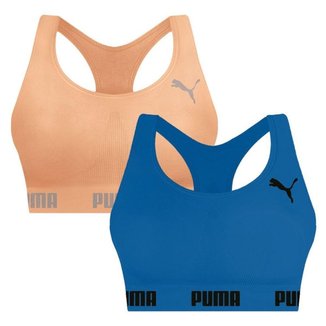 Kit 2 Tops Puma Nadador Sem Costura Feminino - Laranja GG