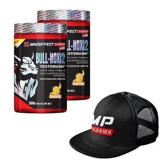 Kit 2un Bull-Noxi2 MaxEffect Pharma 300g Laranja + Boné