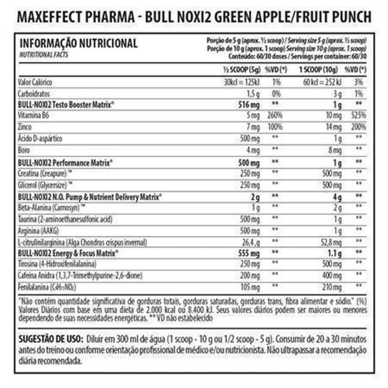 Kit 2un Bull-Noxi2 MaxEffect Pharma 300g Laranja + Boné