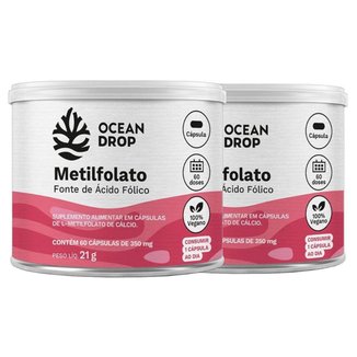 Kit 2x Acido Folico Vitamina B9 350 Mg 60 Caps - Ocean Drop