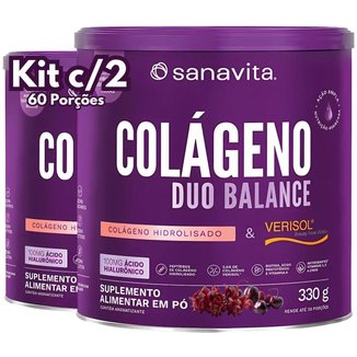 Kit 2X Colágeno Duo Balance em pó Verisol e Ácido Hialurônico Hyaluronic Hidrolisado Sanavita