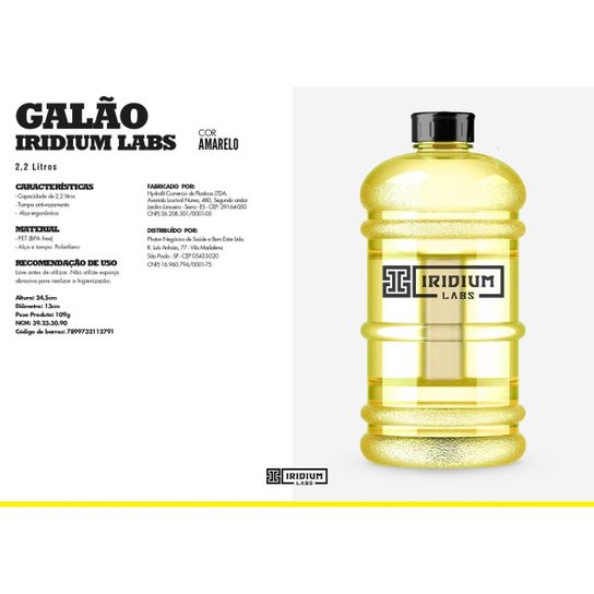 Kit 2x Garrafa Galão 2,2 litros - Iridium Labs