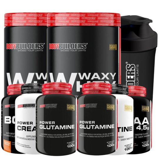 Kit 2x TOP Whey Protein + 2x Bcaa 100g + 2x Creatina 100g + 2x Glutamina 100g + Coqueteleira