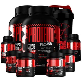 Kit 2x Whey Protein Fusion + 2x Bcaa + 2x Creatina + 2x Glutamina + Copo - Baunilha + Baunilha