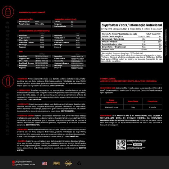KIT 2x Whey Protein Waxy Whey 900g +2x BCAA 100g +2x Creatina 100g +2x Waxy Maize 800g +2x Coq-BB