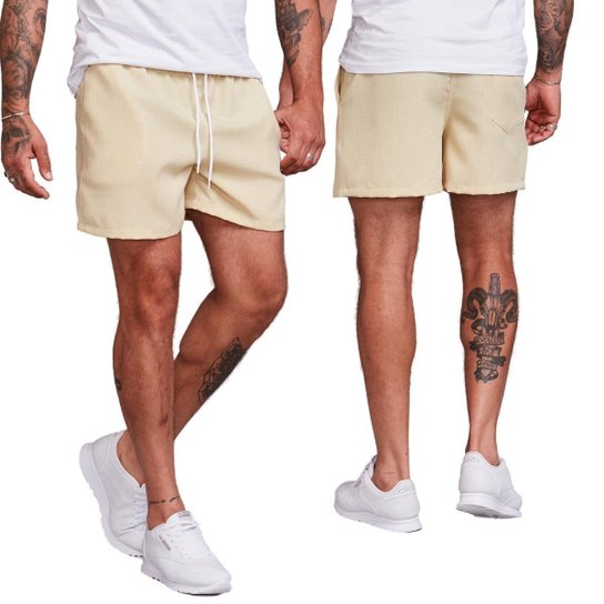 Kit 3 Bermudas Linho Masculina Curta