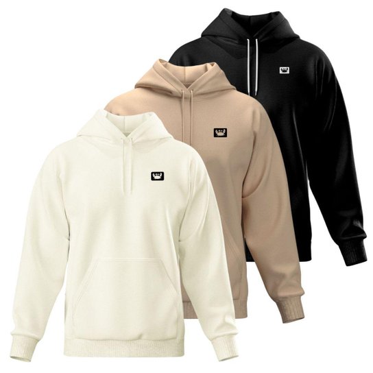 Kit 3 Blusa de Moletom Canguru com Capuz Confortável Estilo Casual Siri